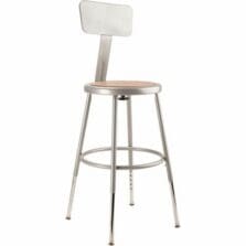 Stool, 6200 Series, Steel Frame, Masonite Seat, Adjustable Legs, Adjustable Back, 14"x19"-27", Grey