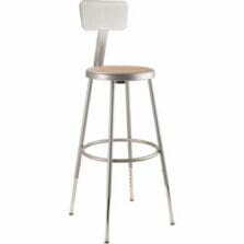 Stool, 6200 Series, Steel Frame, Masonite Seat, Adjustable Legs, Adjustable Back, 14"x25"-33", Grey