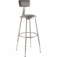 Stool, Steel Frame, 18-Gauge, Vinyl Seat, 14W"x38"-47.5.5"H, GY