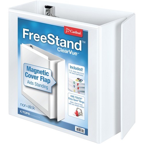 FREESTAND EASY OPEN LOCKING SLANT-D RING BINDER, 3 RINGS, 5" CAPACITY, 11 X 8.5, WHITE