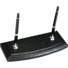 Pen Stand, Double, Crocodile, 9-1/4"x4-1/4"x8", BK