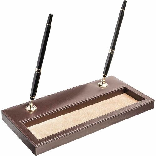 Pen Stand, Double, w/ Storage, Rustic, 5-2/5"x11-1/10"x1", BN