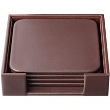 Coaster Set, Square, 4-2/5"Wx4-2/5"Lx1-2/5"H, Chocolate Brown