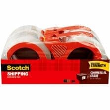 3750 Commercial Grade Packaging Tape With Dispenser, 3" Core, 1.88" X 54.6 Yds, Clear, 4/pack