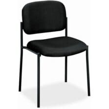 VL606 Stacking Guest Chair without Arms, Fabric Upholstery, 21.25" x 21" x 32.75", Black Seat, Black Back, Black Base