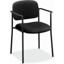 VL616 Stacking Guest Chair with Arms, Fabric Upholstery, 23.25" x 21" x 32.75", Black Seat, Black Back, Black Base