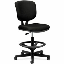 Task Stool, Adjustable, Footring, 27"x29-1/2"x49-7/8", Black