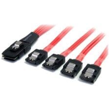 1.64 ft SAS/SATA Data Transfer Cable for Hard Drive, SAS Controller, Backplane - First End: 1 x 36-pin SFF-8087 Mini-SAS - Male - Second End: 4 x 7-pin SATA - Male - 6 Gbit/s - Fan-out Cable - 30 AWG - Red - 1 Each