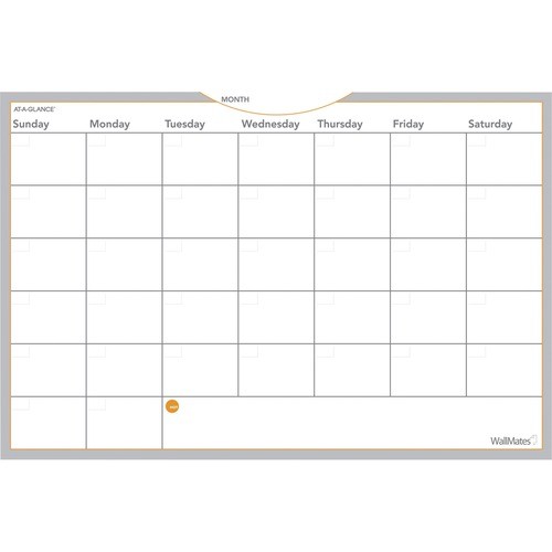 Wallmates Self-Adhesive Dry Erase Monthly Planning Surfaces, 36 X 24, White/gray/orange Sheets, Undated
