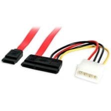 1.50 ft SATA Data Transfer Cable for Computer, Hard Drive, Server, Computer Case - First End: 1 x 7-pin Serial ATA - Second End: 1 x 22-pin SATA 3.0 - Female, 1 x 4-pin LP4 Power - 6 Gbit/s - Red - 1 Each