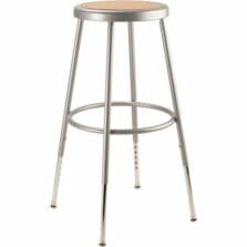 Stool, 6200 Series, Steel Frame, Masonite Seat, Adjustable Legs, 14"x25"-33", Grey
