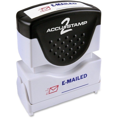 Pre-Inked Shutter Stamp, Red/Blue, EMAILED, 1.63 x 0.5