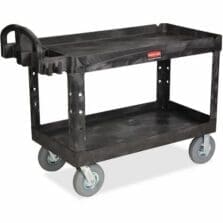 Utility Cart, 2-Shelf, w/Lip, Hvy-dty, 26"x55"x33-1/4", BK