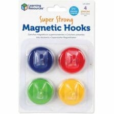 Super Strong Magnetic Hooks, Small, 1.5" Diameter, Assorted Colors, 4 Pieces
