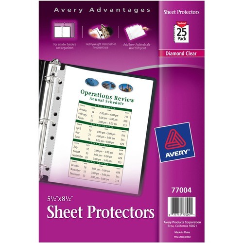 Mini Size Heavyweight Diamond Clear Sheet Protector, Side: 7-Hole Punched, Top Load 8.5 x 5.5 Insert, Clear Front, 25/Pack