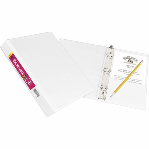MINI SIZE DURABLE VIEW BINDER WITH ROUND RINGS, 3 RINGS, 1" CAPACITY, 8.5 X 5.5, WHITE