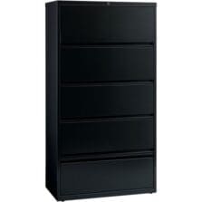 Lateral File, RCD, 5-Drawer, 36"x18-5/8"x68-3/4", Black