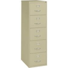 Vertical File, 5-Drawer, Lgl, 18"x26-1/2"x61-3/8", Putty