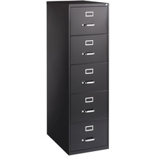 Vertical File, 5-Drawer, Lgl, 18"x26-1/2"x61-3/8", Black