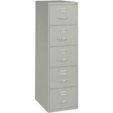 Vertical File, 5-Drawer, Lgl, 18"x26-1/2"x61-3/8", Lt Gray