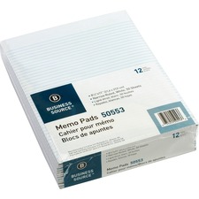 Memorandum pads, 8-1/2"x11", Narrow Ruled, 50 Shts/PD, White