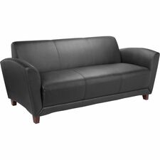 Reception Sofa, 75"x34-1/2"x31-1/4", Black Leather