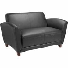 Reception Loveseat, 55"x34-1/2"x31-1/4", Black Leather