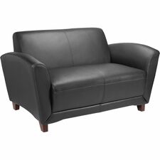 Reception Loveseat, 55"x34-1/2"x31-1/4", Black Leather
