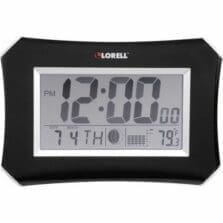 Wall/Alarm Clock, LCD, 10-1/4W"x7"Hx1-1/2"D Lunar, Slvr/Blk