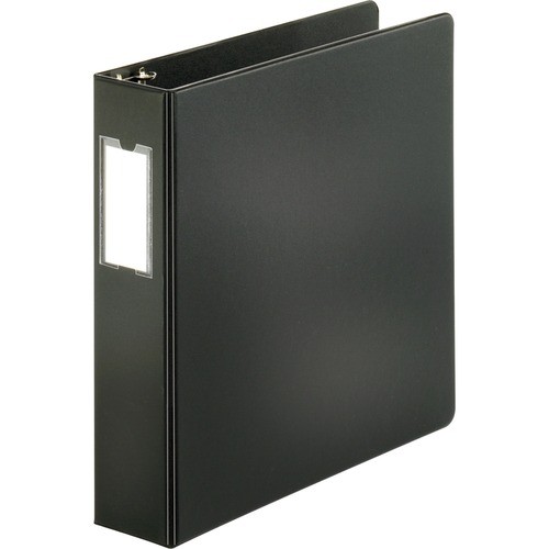 D-Ring Binder, w/Label Holder, Hvy-Dty, 2", Black