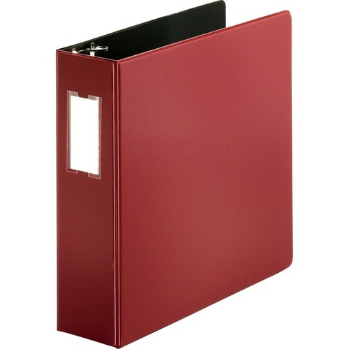 D-Ring Binder w/Label Holder, Hvy-Dty, 3", Burgundy
