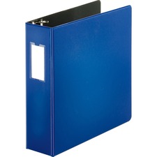 D-Ring Binder w/Label Holder, Hvy-Dty, 3", Blue
