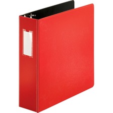 D-Ring Binder w/Label Holder, Hvy-Dty, 3", Red