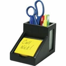 Pencil Cup, w/Note Holder, 4"x6-5/16"x4-1/2", Midnight Black