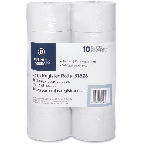 Paper Rolls, Single Ply, Bond, 44mmX155', 10/PK, WE