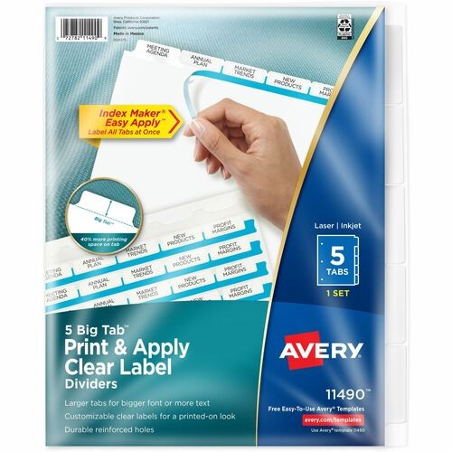 Index Maker Divider, Big Tab, 5 Tabs, 8-1/2"x11", WE
