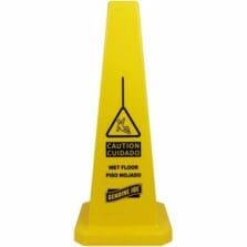 Caution Safety Cone, Spanish/English, 4-Sided, 10"x10"x24", YW