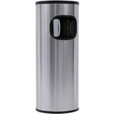 Waste Receptacle, w/Ashtray, Fire-Safe, 3 Gal, Stainless Steel