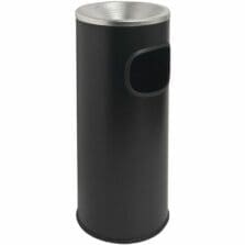Waste Receptacle, w/Ashtray, Fire-Safe, 3 Gal, Aluminum/Black