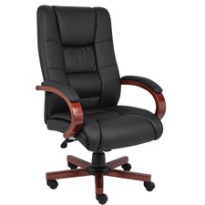 Chair, Executive, Cherry Finish, 27"Wx27"Dx44-1/2"H, Black