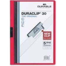 Report Cover w/Clip, 30 Sheet Capacity, 11"x8-1/2", 25/BX, Red