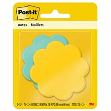 Sticky Notes Pad, Daisy Shape, 75 Sheets, 3"x3", 2/PK, MI