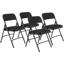 Chair, Folding, 1.25"FoamSeat, SteelFrame, Glides, Fabric, 18-3/4"Wx20-1/4"Dx29-1/2"H, 4/CT, MidnightBlack