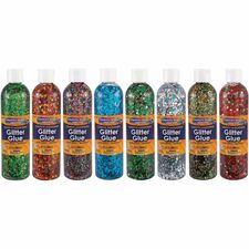 Glitter Chip Glue, 8oz, 8/BX, Assorted