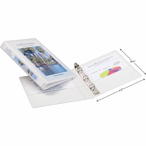 MINI SIZE DURABLE VIEW BINDER WITH ROUND RINGS, 3 RINGS, 0.5" CAPACITY, 8.5 X 5.5, WHITE