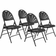 Chairs, Folding, Fan-Back, Contoured, Stacking, SteelFrame, Plastic, 18-1/2"Wx20-3/4"Dx34-1/2"H, 4/CT, Black