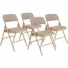Chair, Folding, 1.25"FoamSeat, SteelFrame, Glides, Fabric, 18-3/4"Wx20-1/4"Dx29-1/2"H, 4/CT, Caf Beige