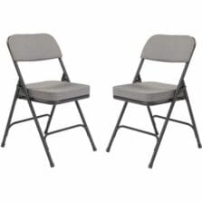 Chair, Folding, BoxSeat, Backrest, SteelFrame, ScotchgardedFabric, Glides, 18-3/4"Wx20-3/4"Dx32"H, 2/CT, CGY