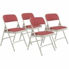 Chair, Folding, 1.25"FoamSeat, SteelFrame, Glides, Fabric, 18-3/4"Wx20-1/4"Dx29-1/2"H, 4/CT, MajestcCabernet