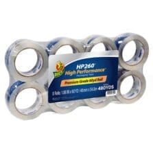 HP260 Packing Tapes, 3" Core, 1-7/8"x60Yds, 8/PK, CL